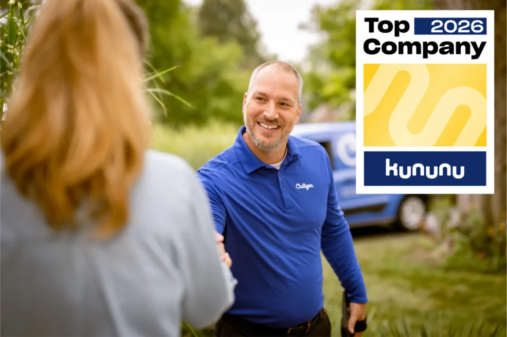 Culligan Servicefahrer mit Kununu Siegel